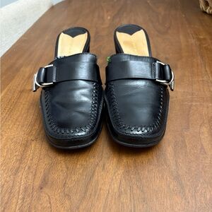 ANTONIO MELANI Black Leather Mules